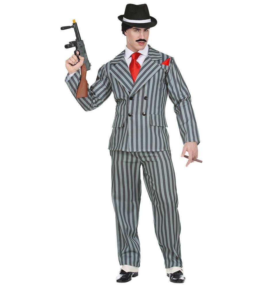 Gangster Dress Grå Pinstripe