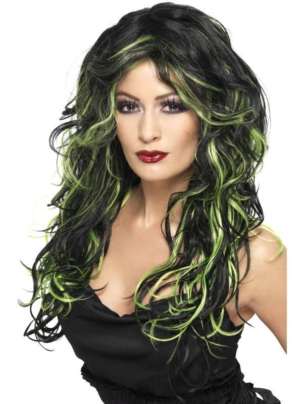 Gothic Bride Wig Grønn / Svart