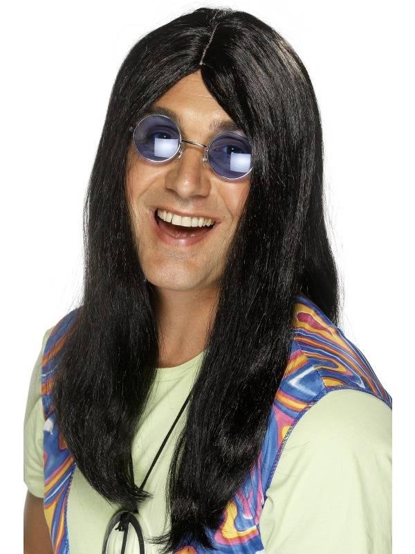 Hippie Neil Svart Parykk Deluxe