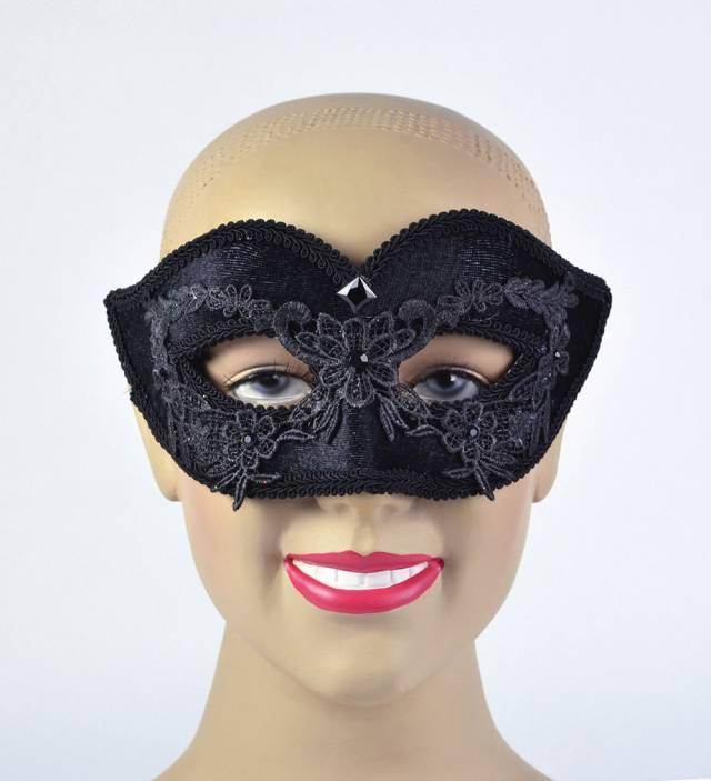Black Floral Design Velvet Mask Unisex