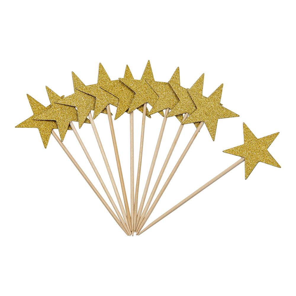 TOOTHPICKS GLITTER STARS - GOLD OR SILVER