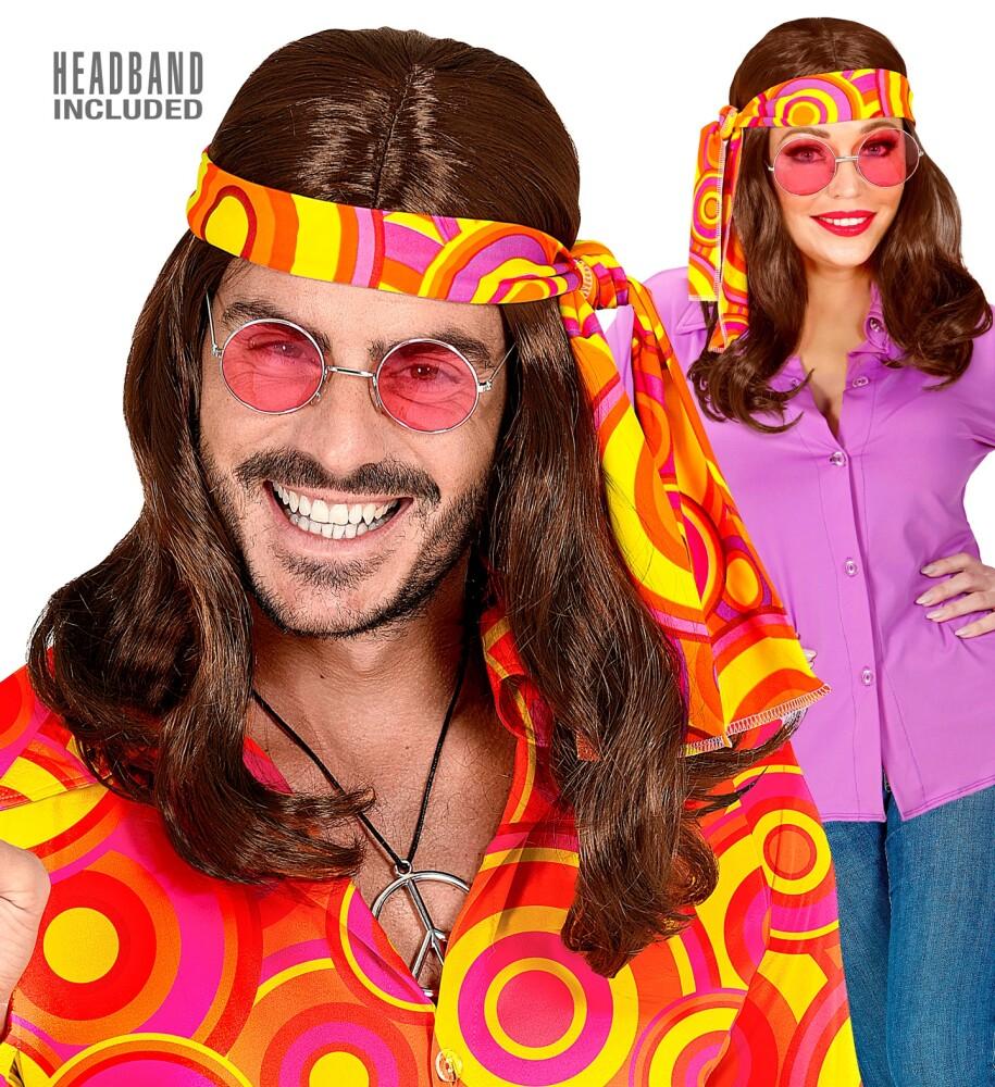 Hippie Parykk Brun med Pannebånd