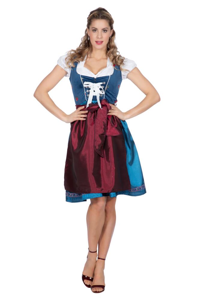 Austrian Lady Blue/Burgundy Deluxe Kjole