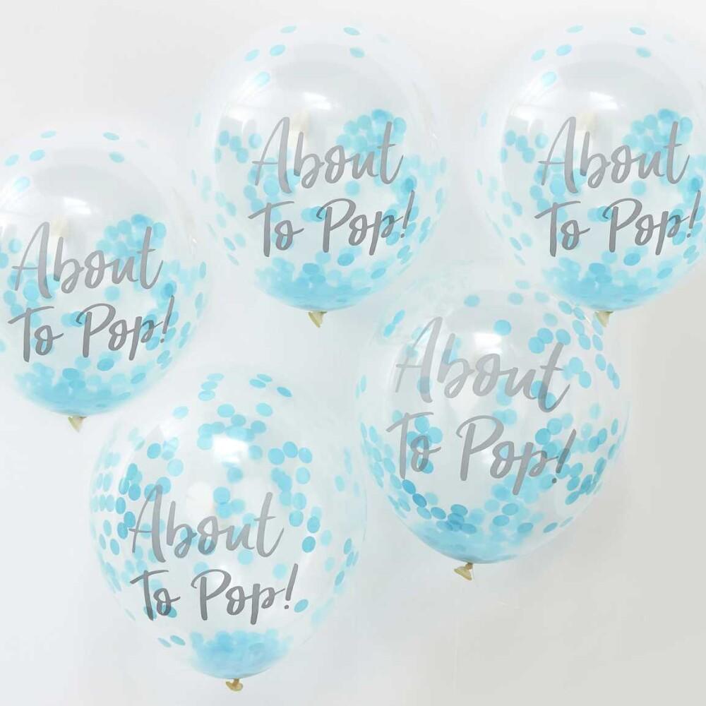 About to Pop! - Blå Baby Shower Ballonger