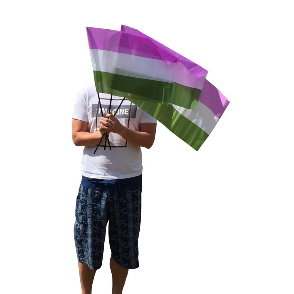 Genderqueer - Håndflagg på pinne - Medium
