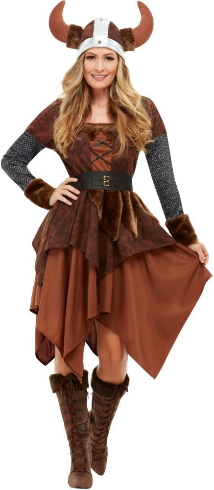 Viking Barbarian Queen Kostyme Brun