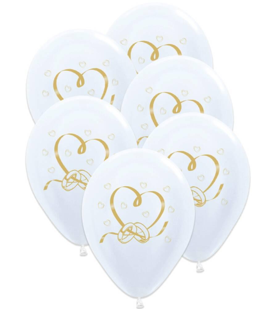 Bryllupsballonger Hvite med Gull