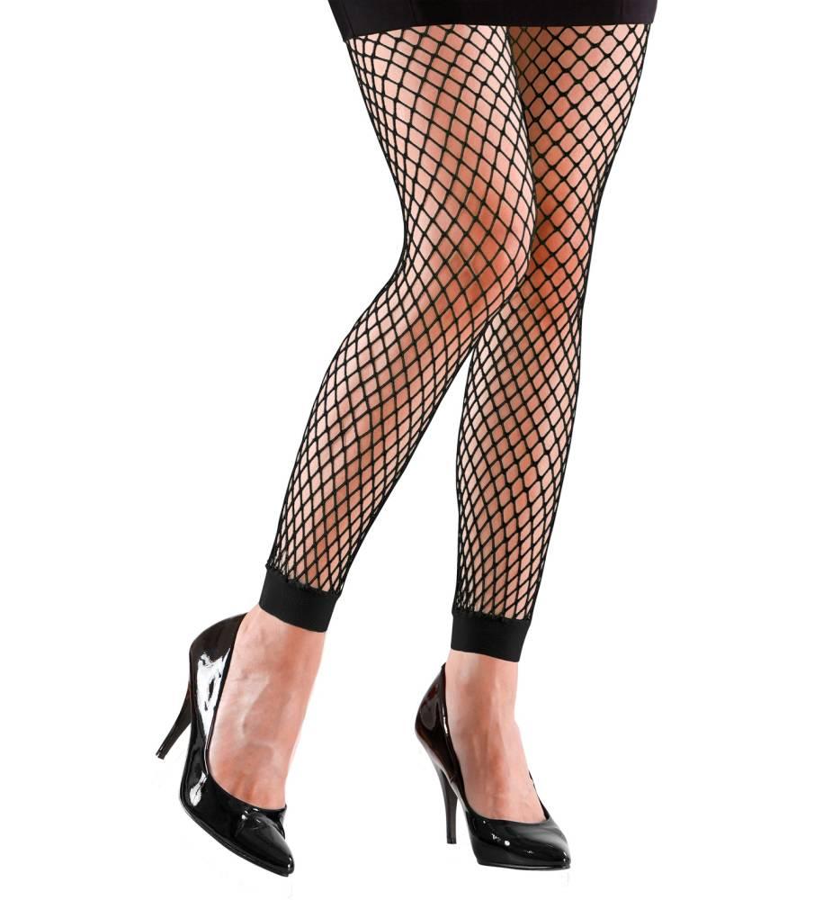 1980s Svart Netting Leggings