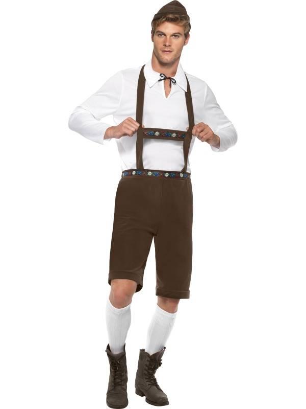 Bavarian Man Brun Lederhosen inkl Skjorte