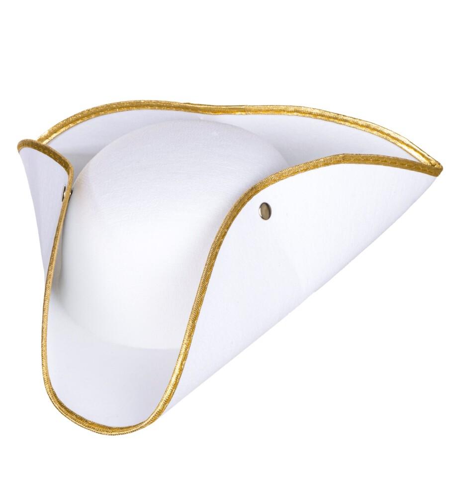 Hvit Tricorn Hatt med Gullkant - Unisex