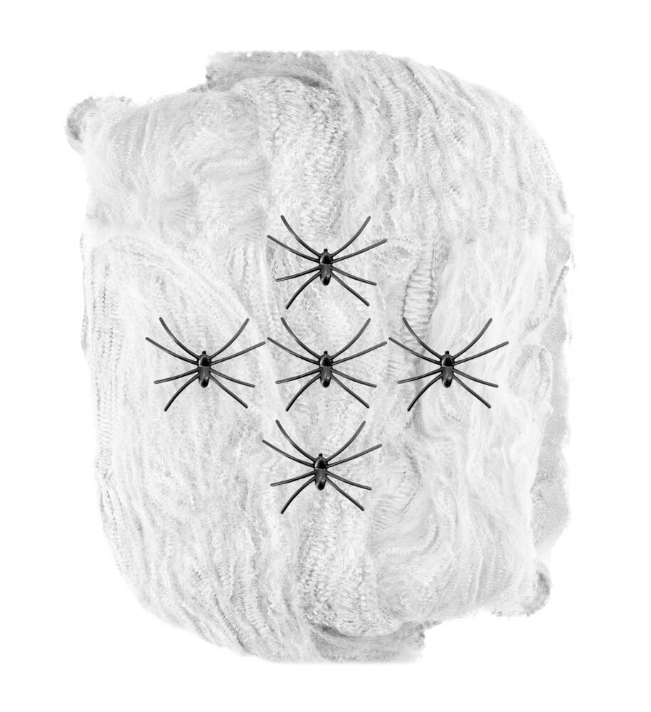 Spindelvev 100 gr - med 5 edderkopper