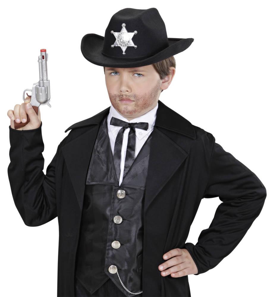 Cowboyhatt med sheriffstjerne svart barnestørrelse