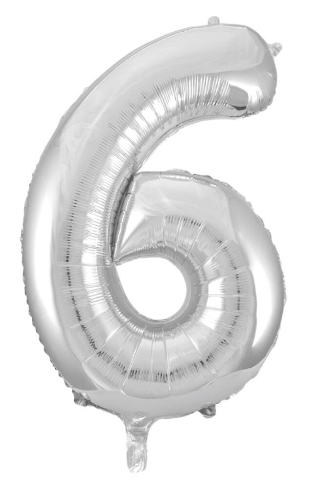 6 TALL FOLIEBALLONG LITEN 41CM SØLV
