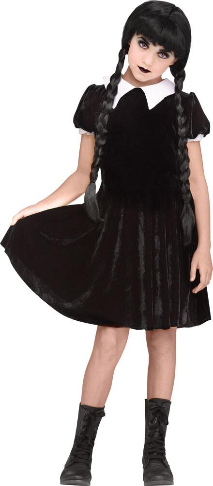 Gothic Girl Deluxe Svart Fløyel - Barnekostyme