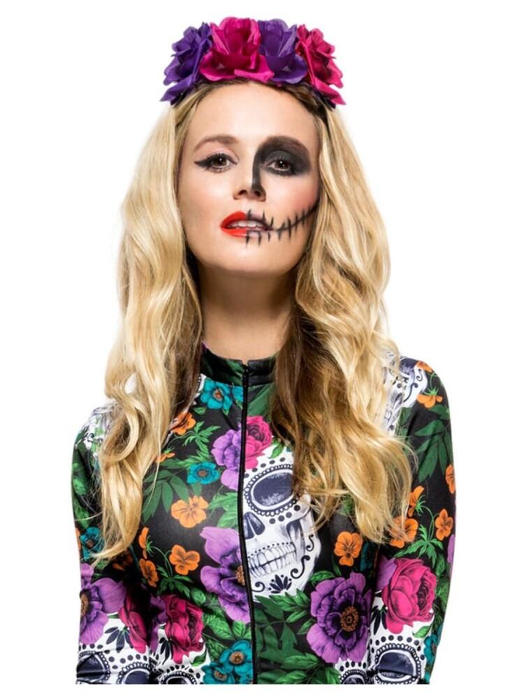 Day of the Dead Rose Hårbøyle Multicolor