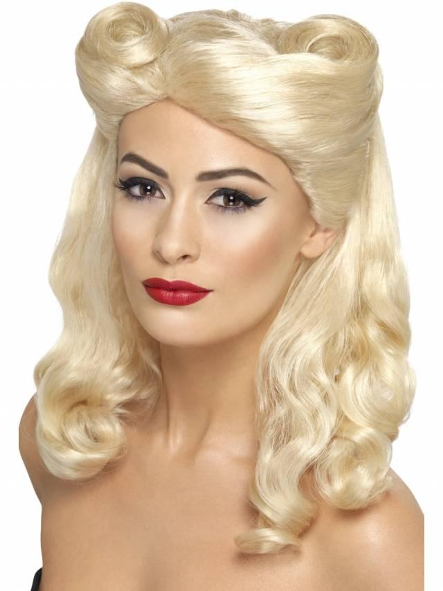 1940`s Victory Rolls Blond Parykk