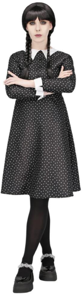 Adult Gothic School Girl Svart Polkadot