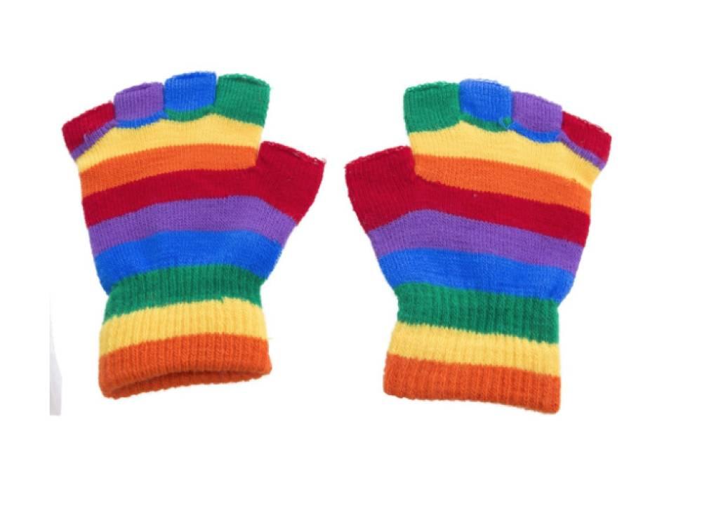 Fingerless Vanter Regnbuefarger One Size