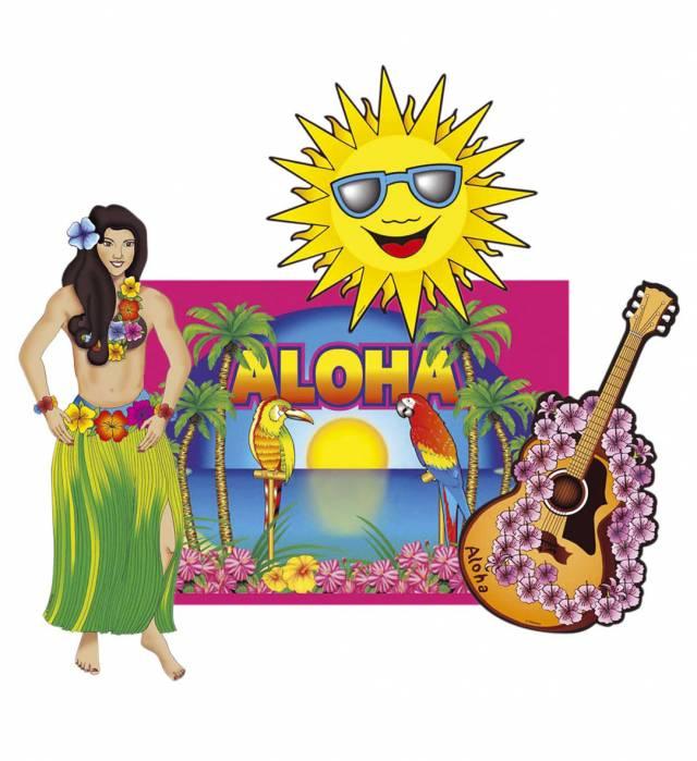 Hawaii Pappdekorasjon 4 stk