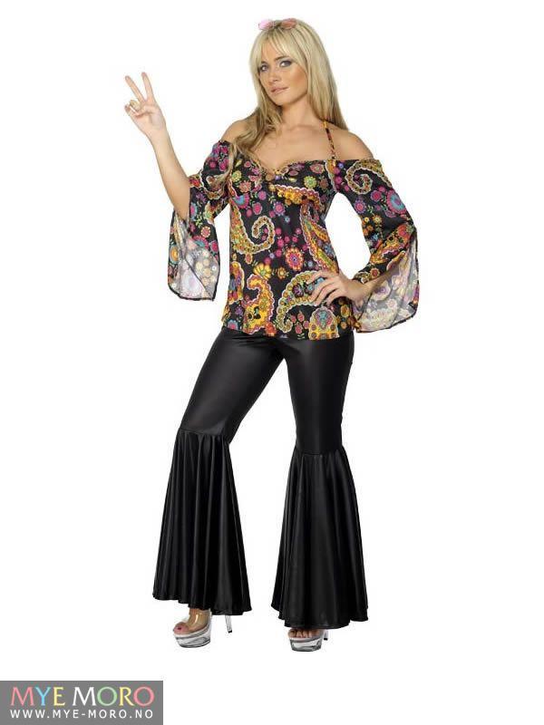 Hippie 70`s Svart & Flowery Bestselger!