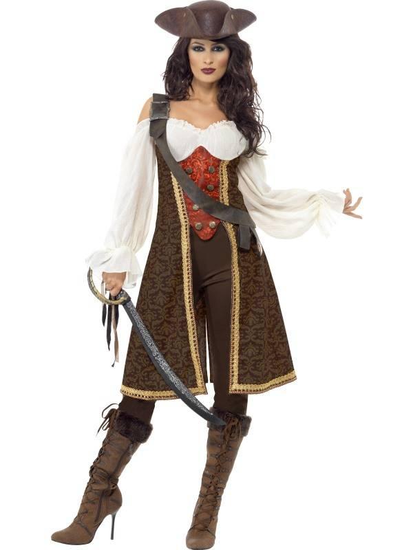 High Seas Brun Pirate Wench Damekostyme