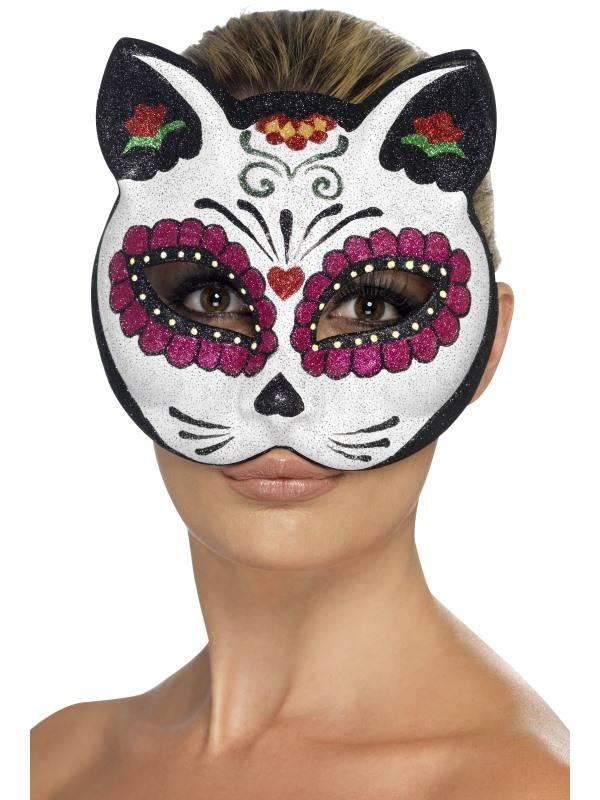 Day of the Dead Sugar Skull Cat Maske