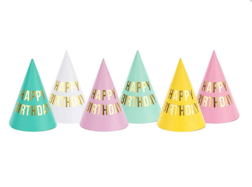 Happy Birthday Partyhatter Pastell