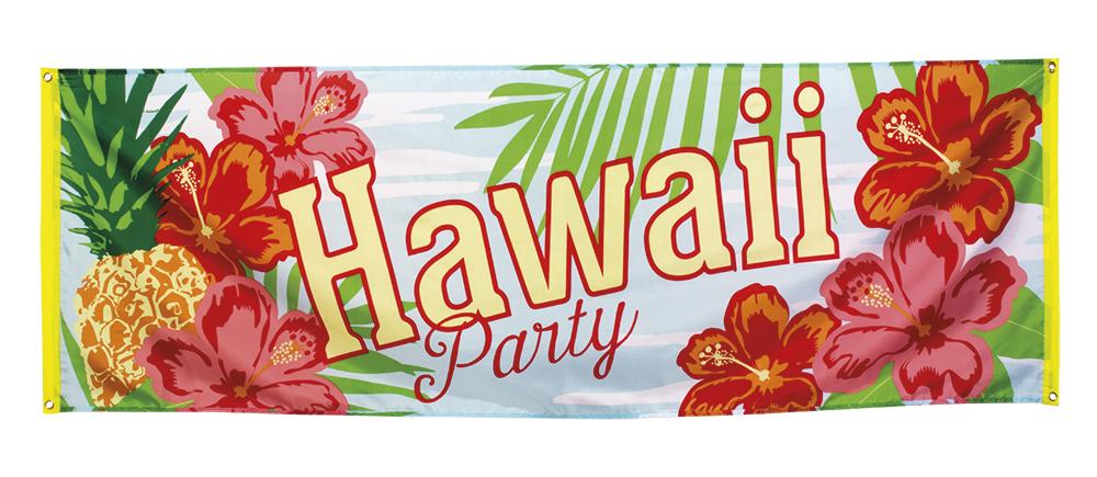 Banner Hawaii Party Stor til vegg - Stoff