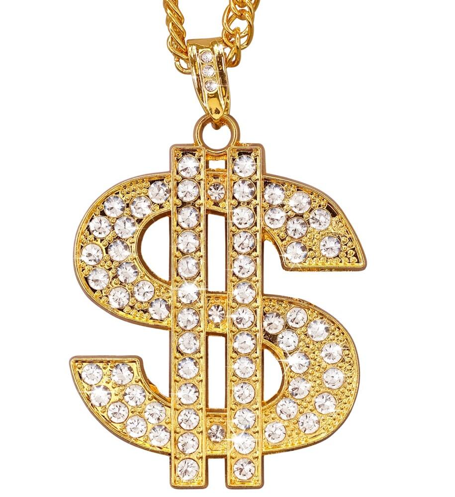 Dollar halskjede - Gull med strass