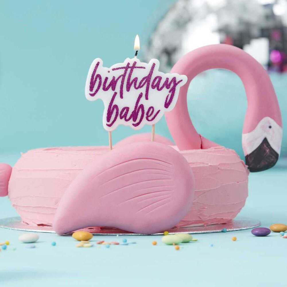 Hot Pink Glitter Birthday Babe Candle - Good Vibes