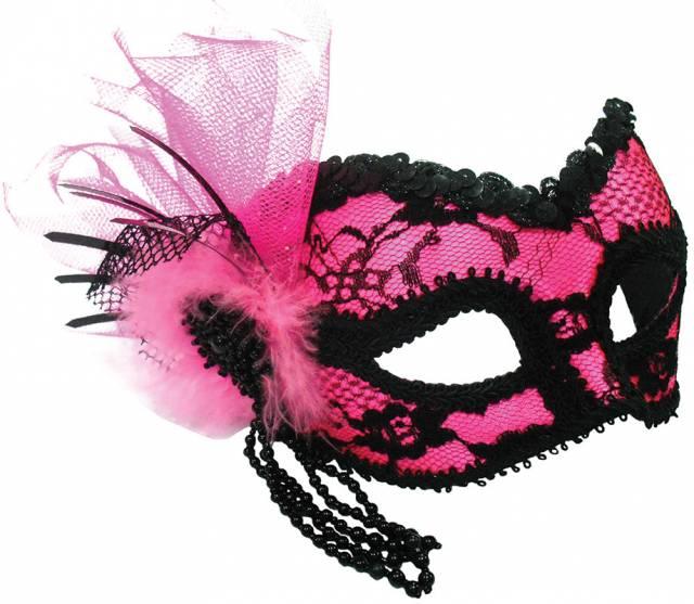 Pink Mask with Black Lace