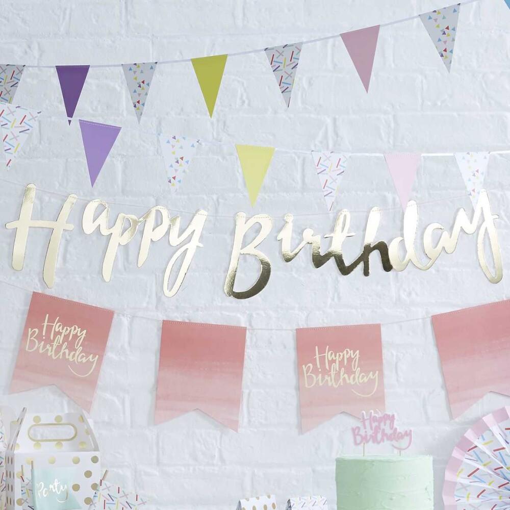 Gold Happy Birthday Banner