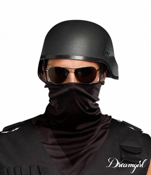 Svart kommando politi hjelm Deluxe