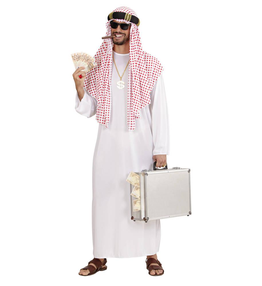 Arab Sheik Hvit med Rød/Hvit Hodeplagg