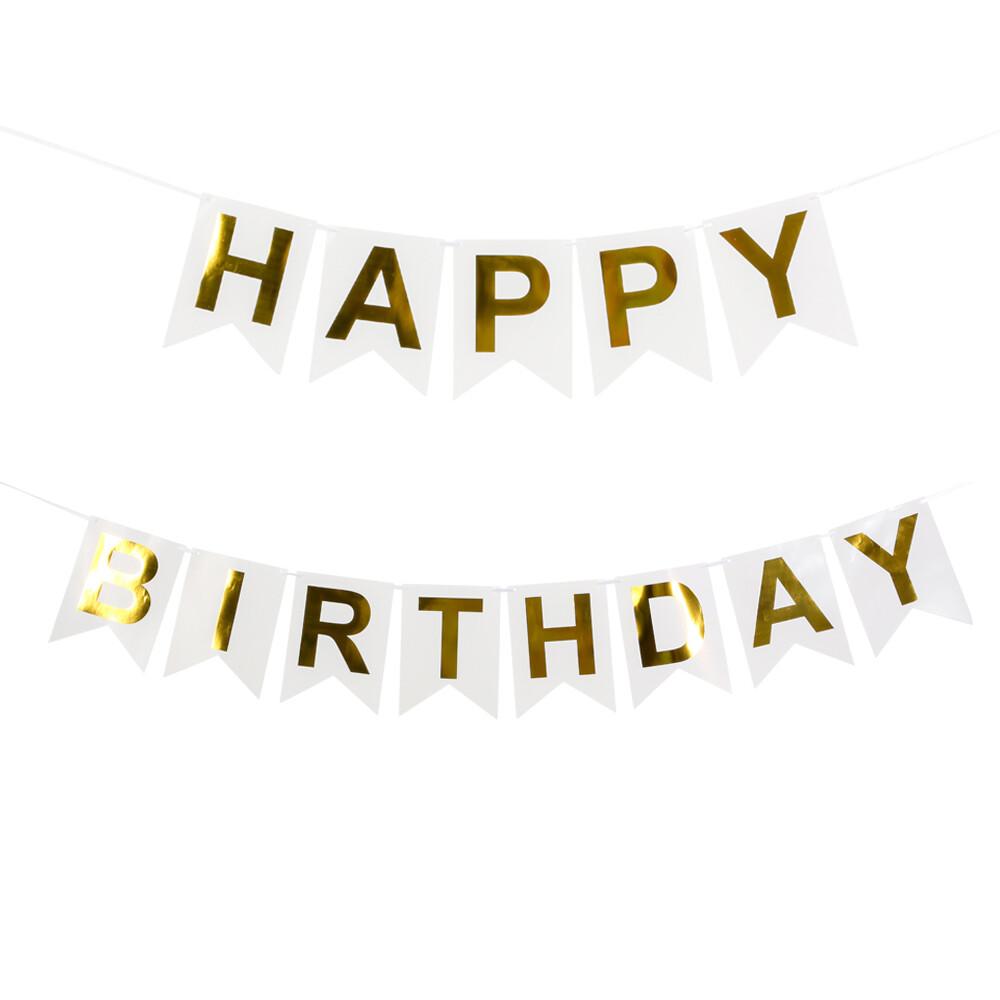 Happy Birthday Banner White