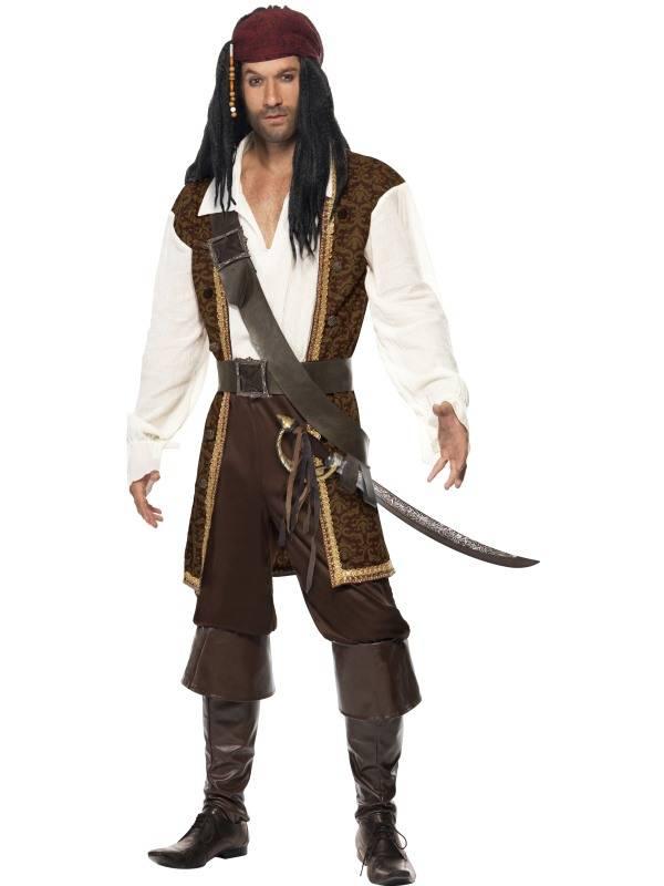 High Seas Brun Pirate Kostyme Herre Deluxe
