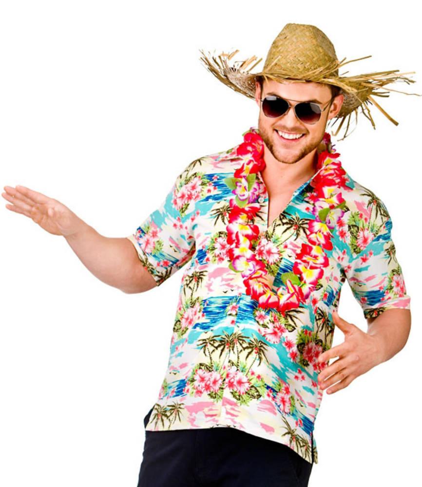 Hawaiiskjorte Palmer og Rosa Blomster