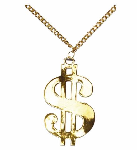 Dollar halskjede GULL Pimp metall Deluxe