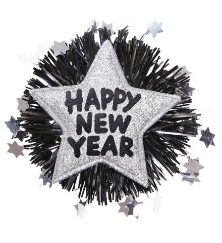 Sølv Nyttårs Brosje Happy New Year!