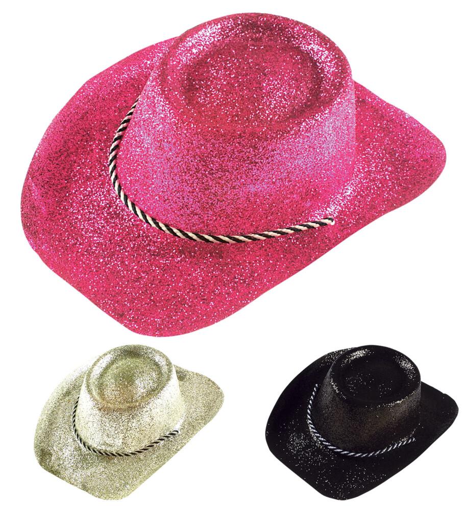 Cowboyhatt Glitter Plast ass varianter