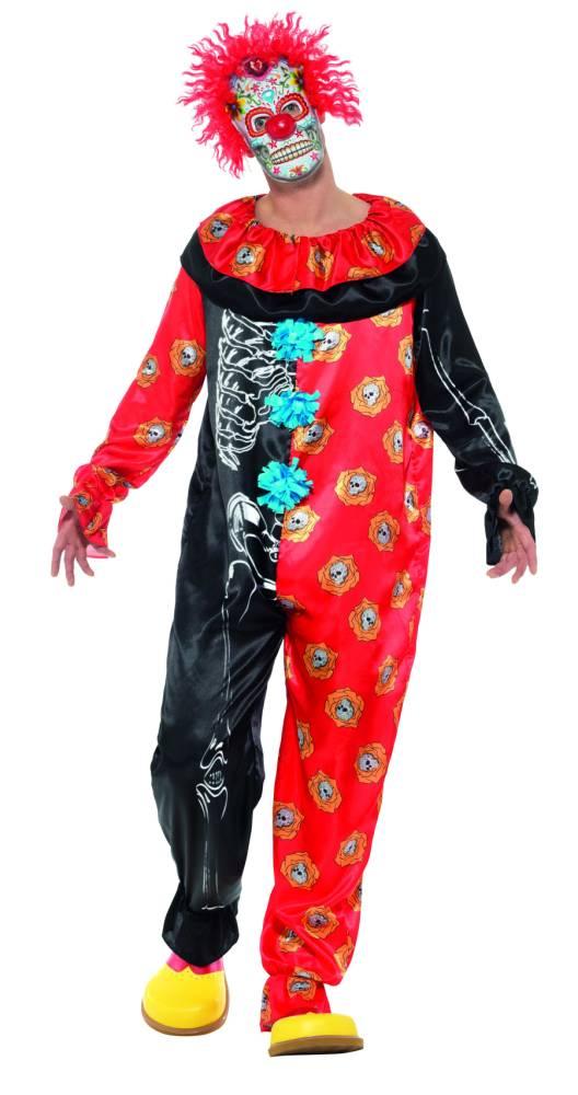 Deluxe Day of the Dead Klovnekostyme inkl Maske