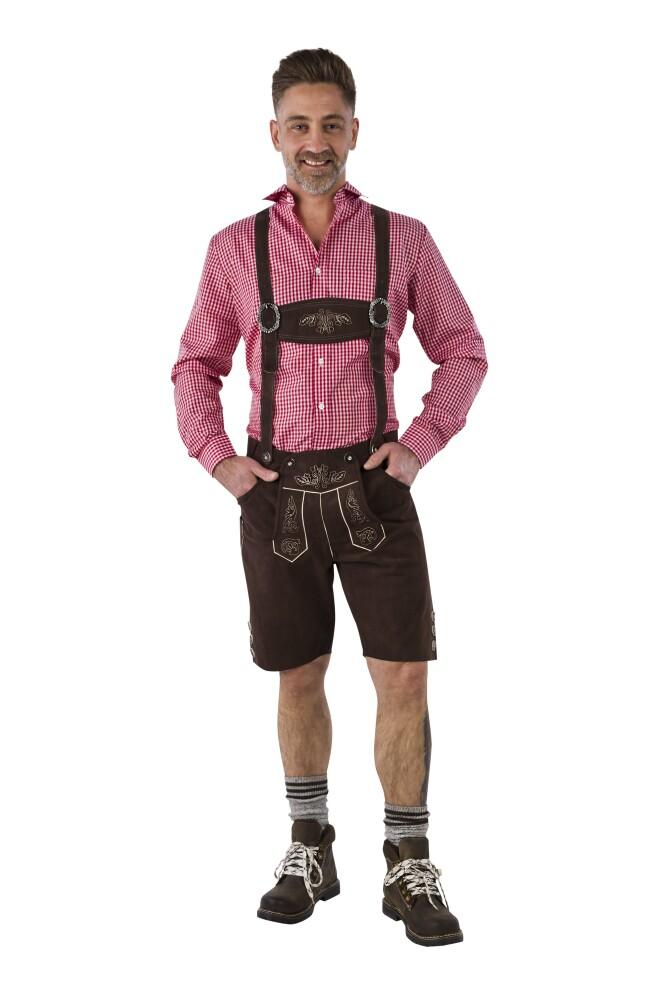 Lederhosen Herre Dyp Brun Authentic Kort