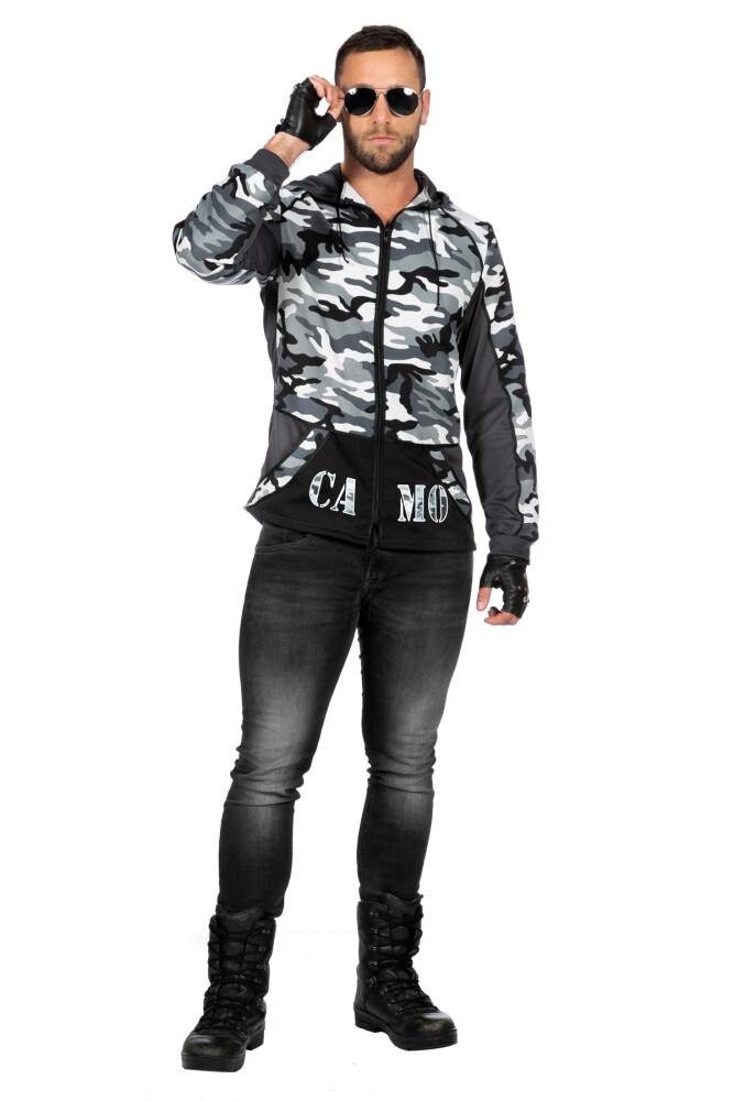 Camo Jakke Grå med Hette - Herre