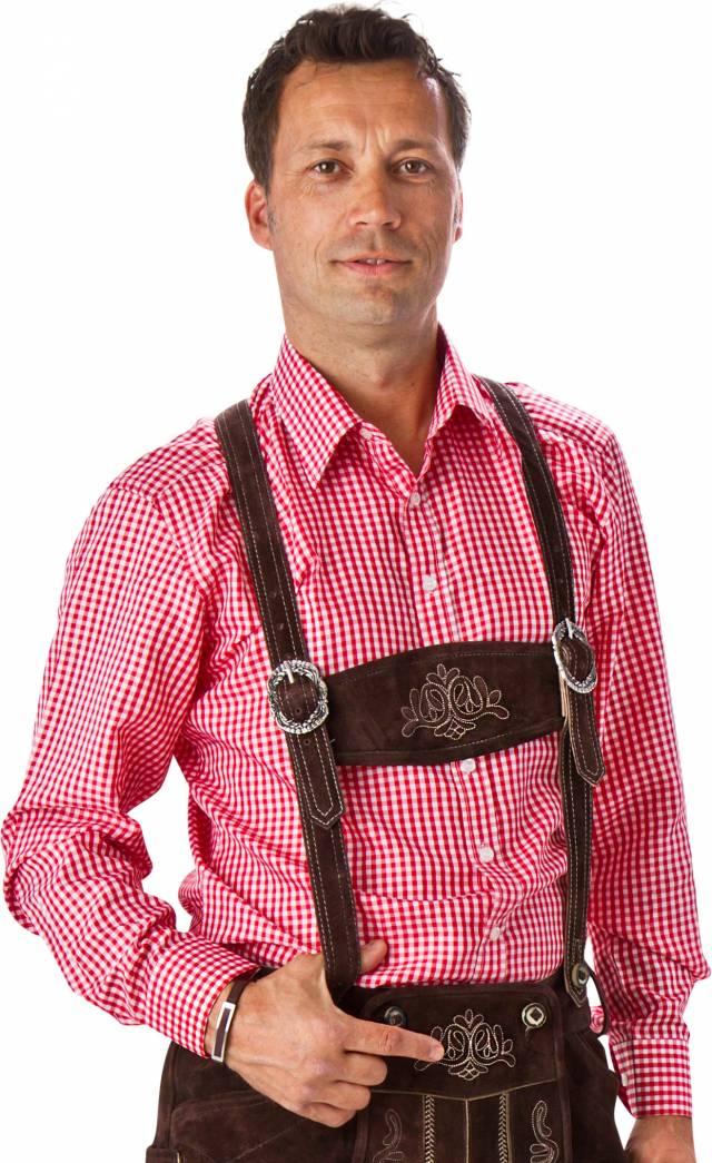 Oktoberfest Bomullskjorte Herre Rød/Hvit Rutete