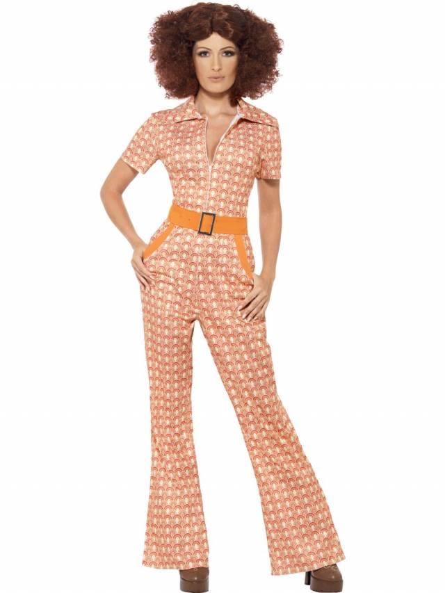 Authentic 1970`s Chick Orange Jumpsuit Dame