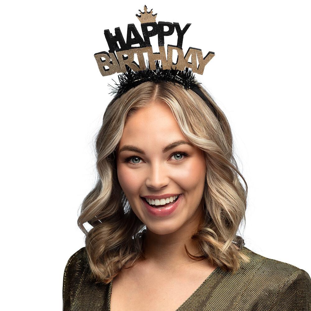Happy Birtday Hårbøyle Svart og Gull