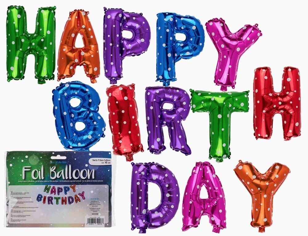Happy Birthday Pakke Folieballonger Multicolor
