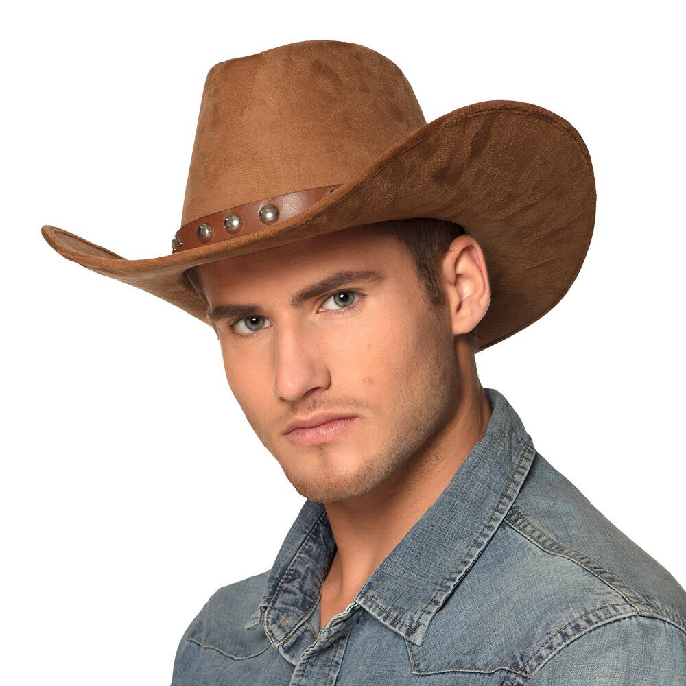 Cowboyhatt Semsket Skinnimitert Brun Deluxe