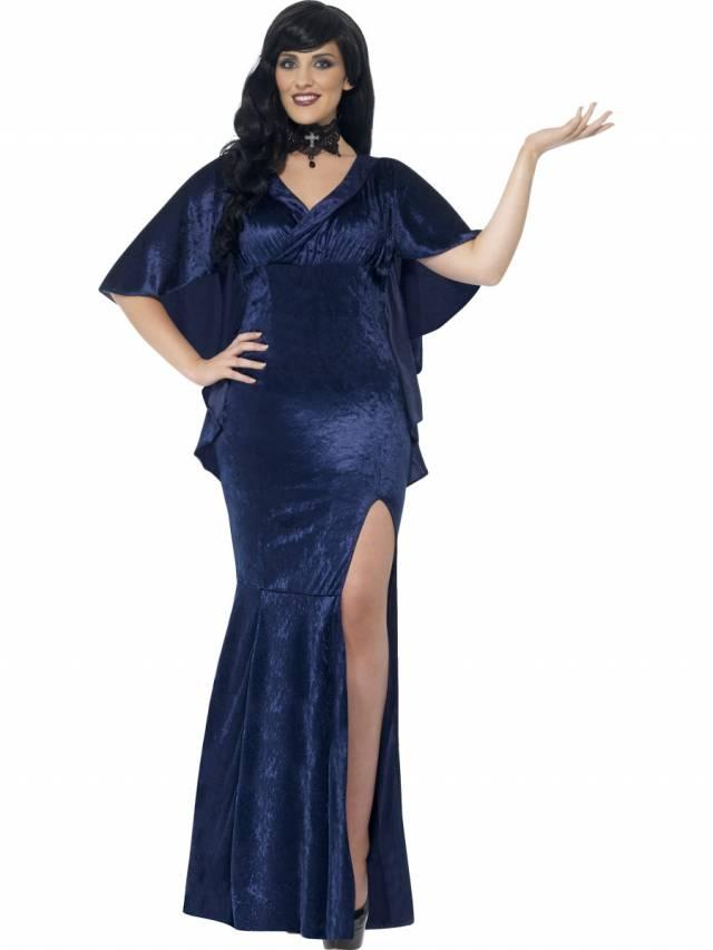 Curves Sorceress Costume Dyp Blå