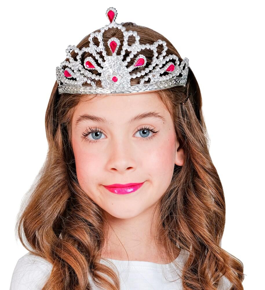 Tiara i Sølv med rosa diamanter